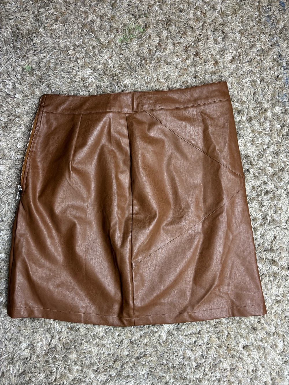 zeagoo Brown Faux Leather Mini Skirt